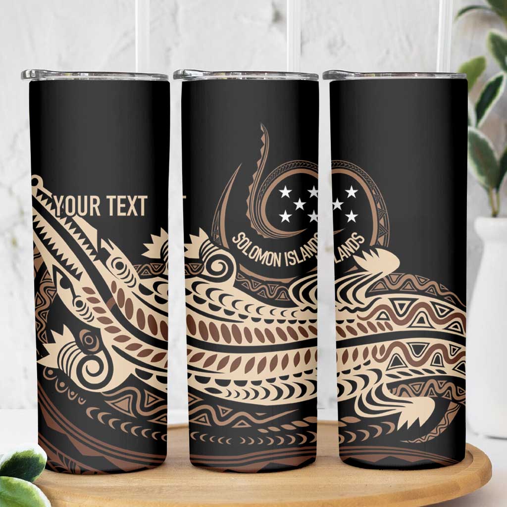 Personalized Solomon Islands Crocodile Skinny Tumbler Hapi Isles - Independence Anniversary
