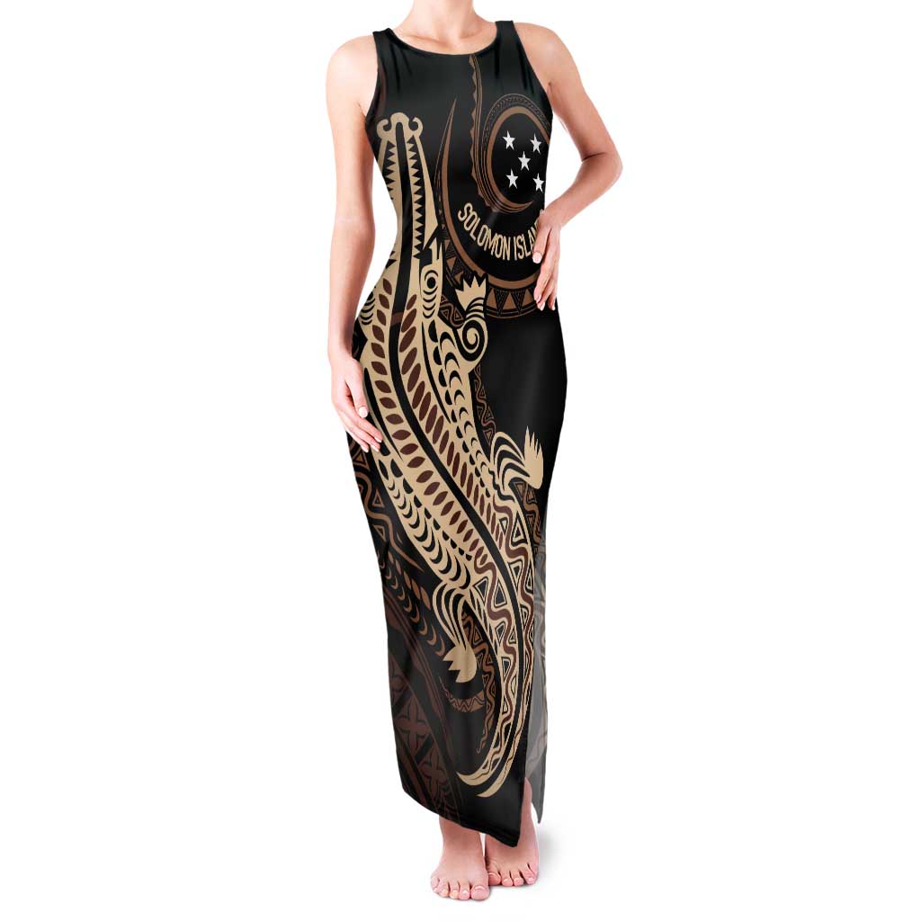 Personalized Solomon Islands Crocodile Tank Maxi Dress Hapi Isles - Independence Anniversary