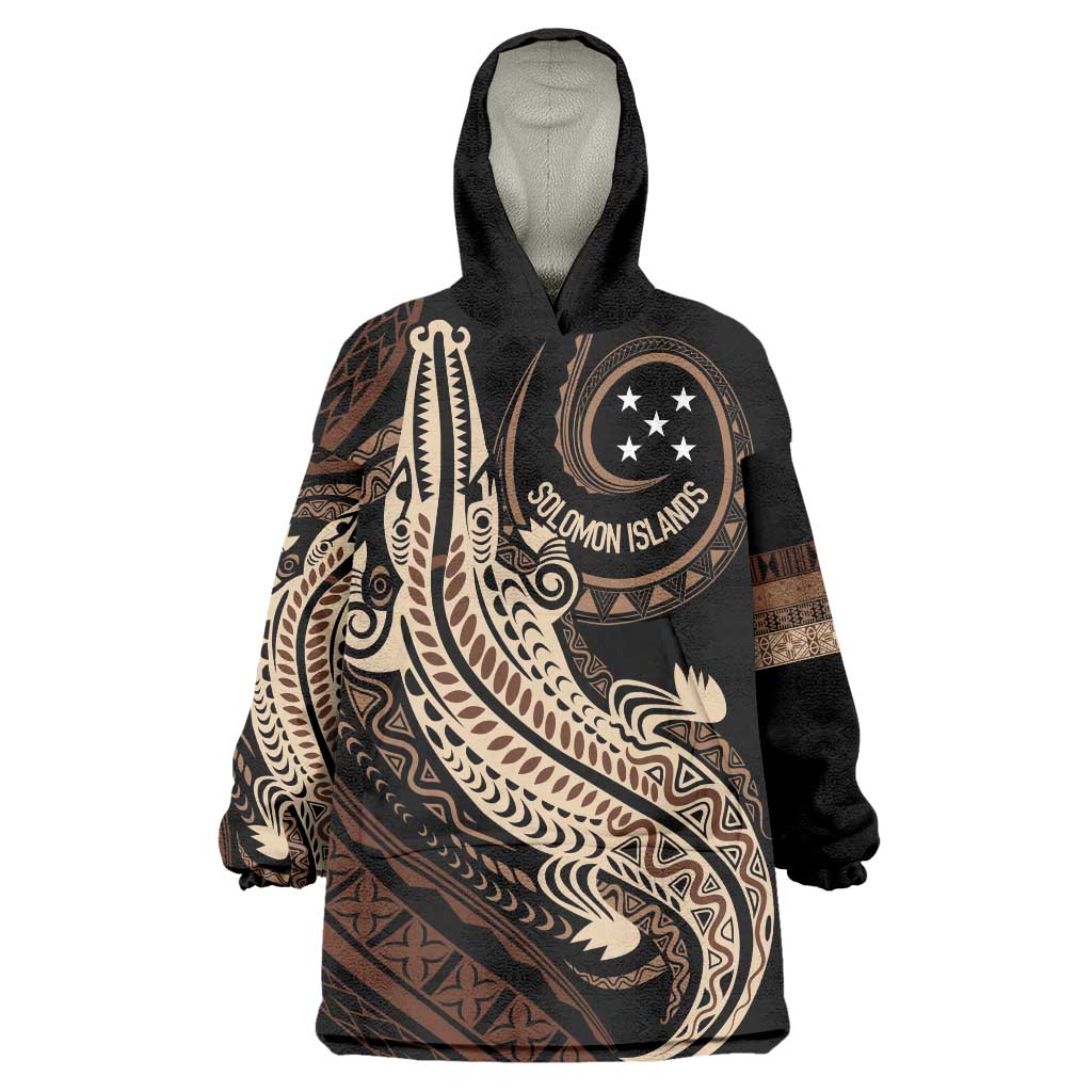 Personalized Solomon Islands Crocodile Wearable Blanket Hoodie Hapi Isles - Independence Anniversary