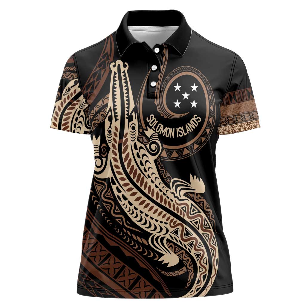 Personalized Solomon Islands Crocodile Women Polo Shirt Hapi Isles - Independence Anniversary