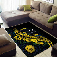 Personalized Solomon Islands Independence Anniversary Area Rug Crocodile Mix Tapa