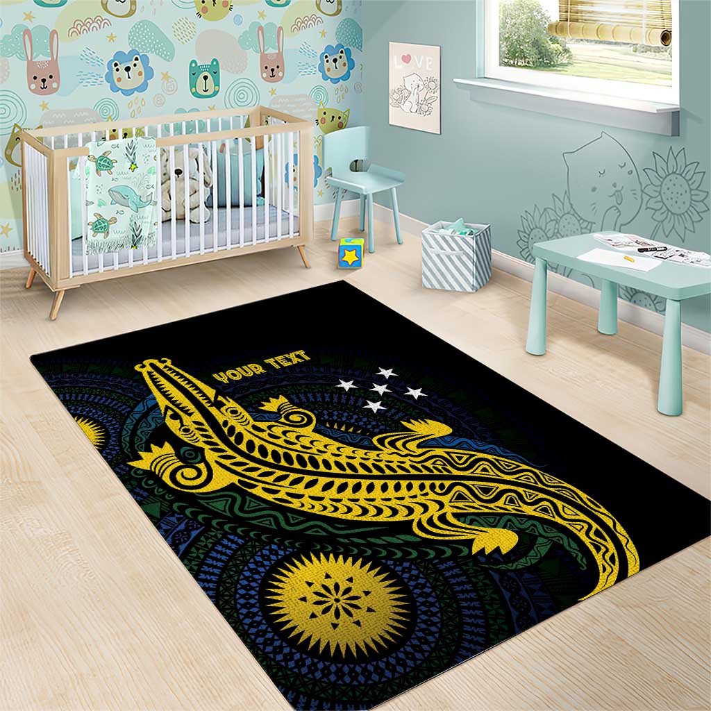 Personalized Solomon Islands Independence Anniversary Area Rug Crocodile Mix Tapa
