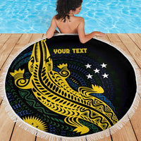 Personalized Solomon Islands Independence Anniversary Beach Blanket Crocodile Mix Tapa