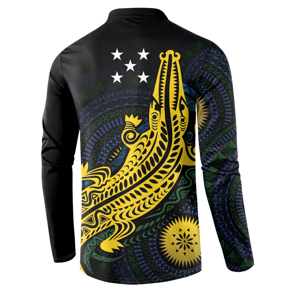 Personalized Solomon Islands Independence Anniversary Button Sweatshirt Crocodile Mix Tapa