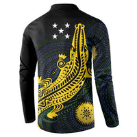 Personalized Solomon Islands Independence Anniversary Button Sweatshirt Crocodile Mix Tapa