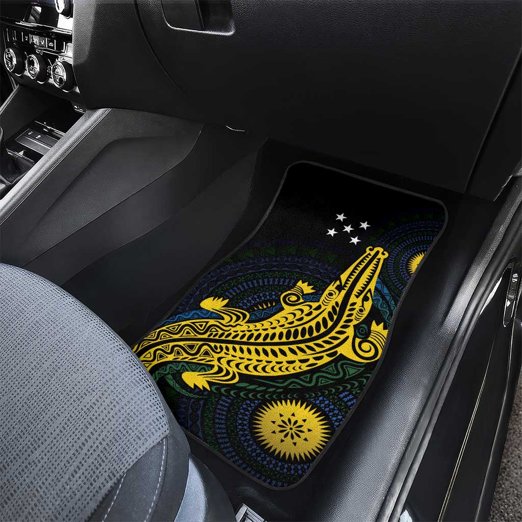 Personalized Solomon Islands Independence Anniversary Car Mats Crocodile Mix Tapa