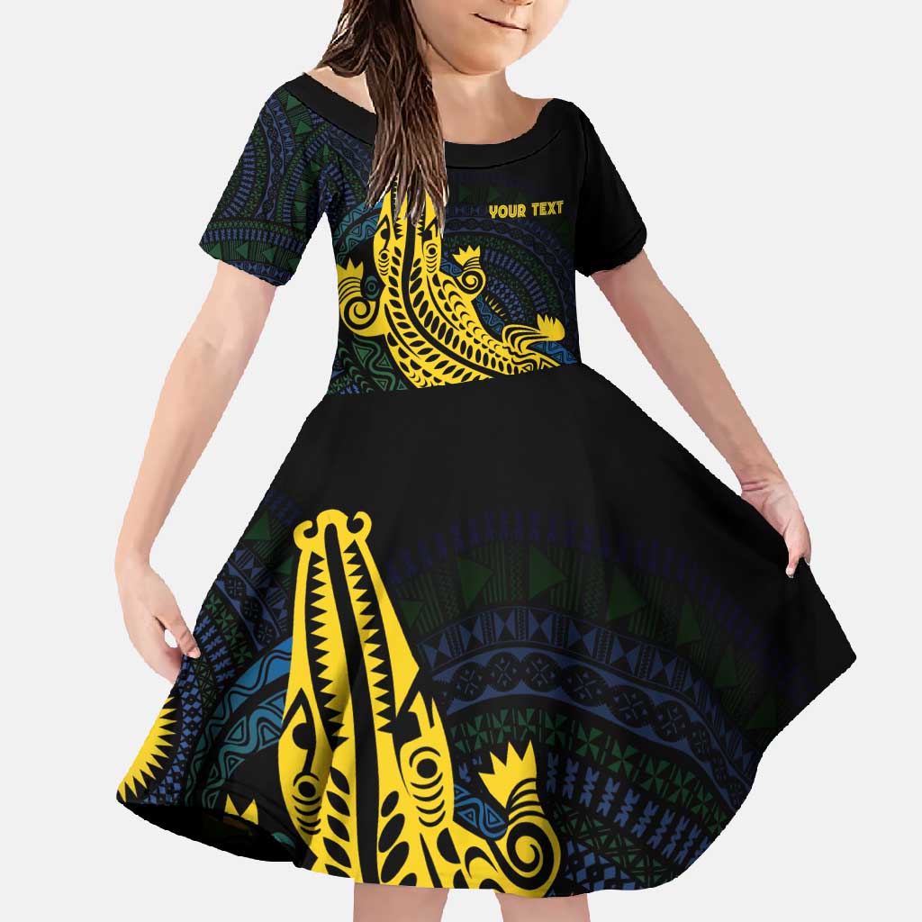 Personalized Solomon Islands Independence Anniversary Family Matching Mermaid Dress and Hawaiian Shirt Crocodile Mix Tapa