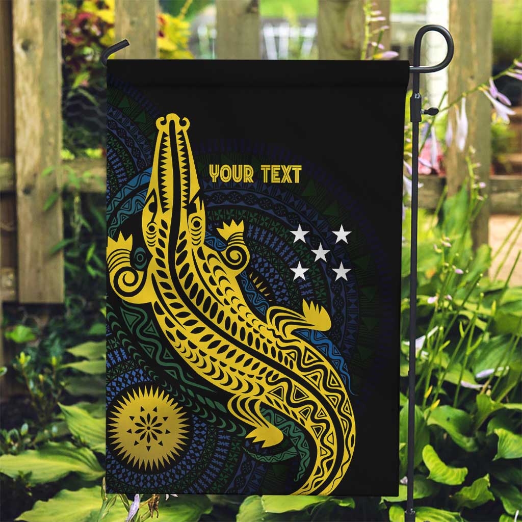 Personalized Solomon Islands Independence Anniversary Garden Flag Crocodile Mix Tapa