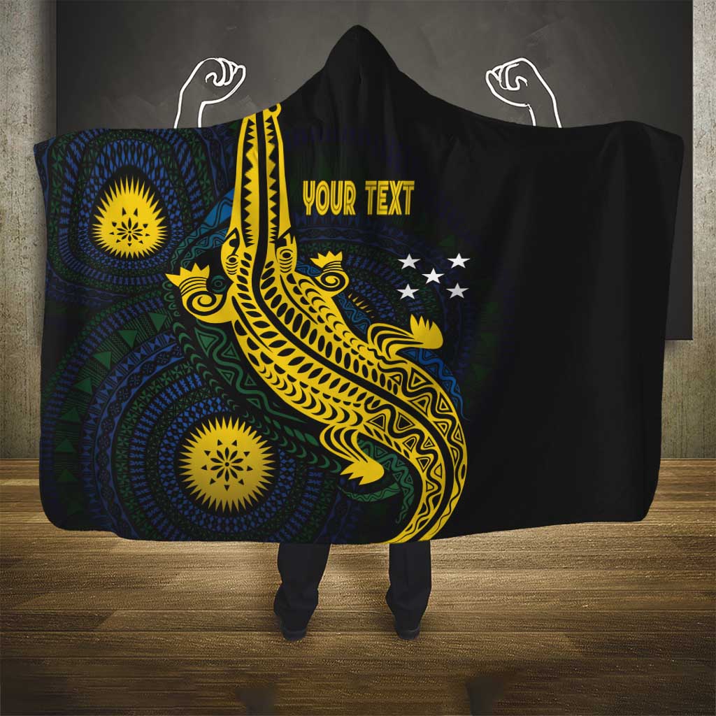 Personalized Solomon Islands Independence Anniversary Hooded Blanket Crocodile Mix Tapa