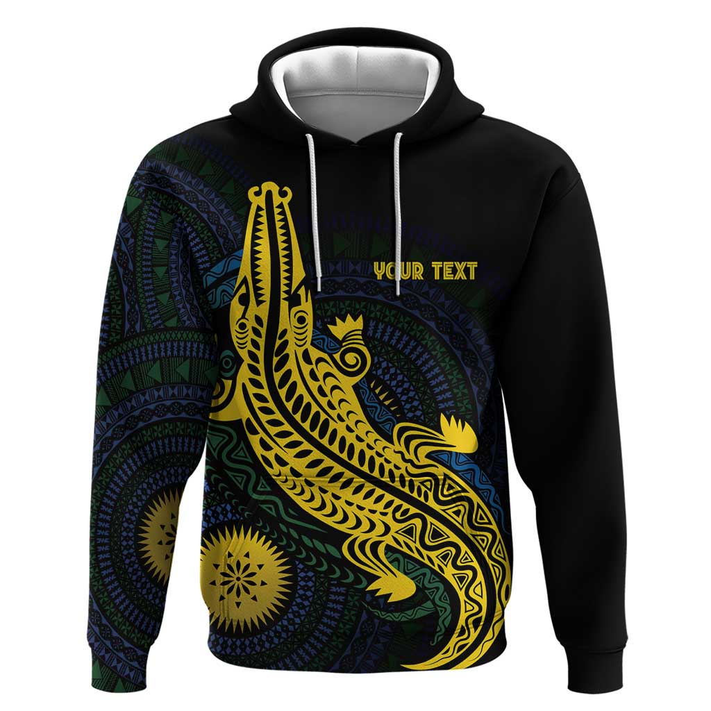 Personalized Solomon Islands Independence Anniversary Hoodie Crocodile Mix Tapa