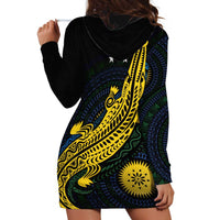 Personalized Solomon Islands Independence Anniversary Hoodie Dress Crocodile Mix Tapa