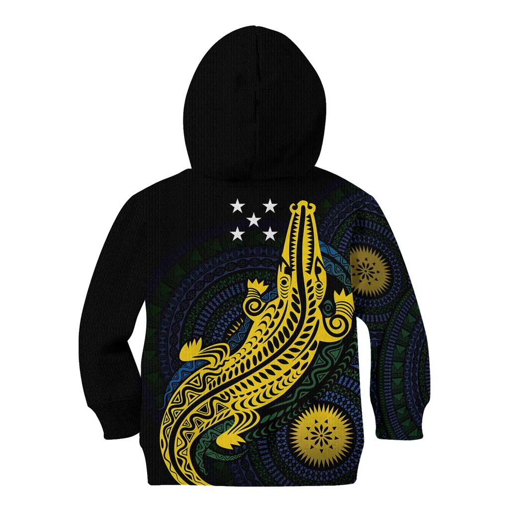 Personalized Solomon Islands Independence Anniversary Kid Hoodie Crocodile Mix Tapa