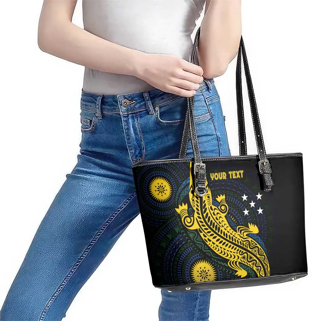 Personalized Solomon Islands Independence Anniversary Leather Tote Bag Crocodile Mix Tapa