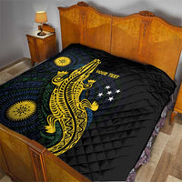 Personalized Solomon Islands Independence Anniversary Quilt Crocodile Mix Tapa