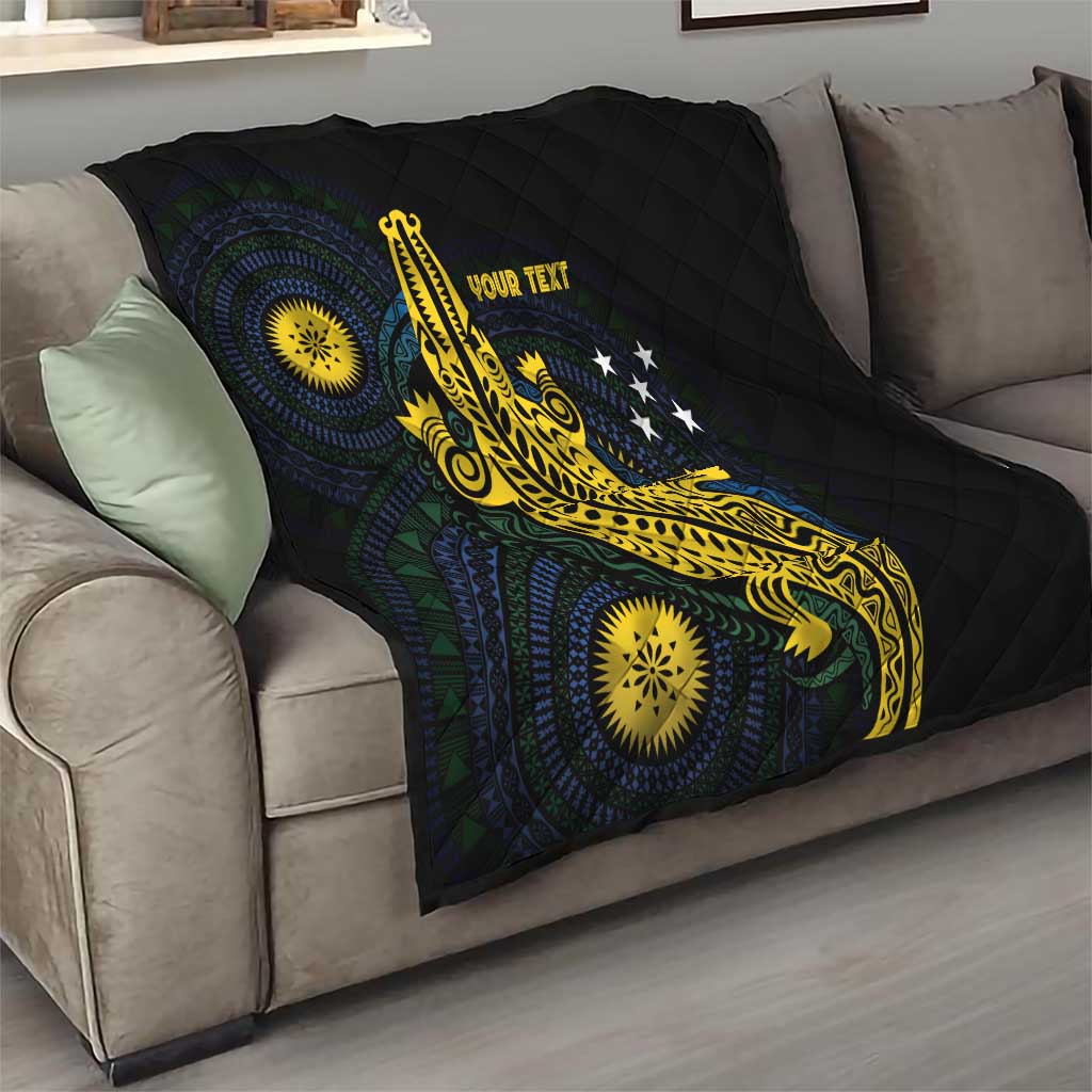Personalized Solomon Islands Independence Anniversary Quilt Crocodile Mix Tapa