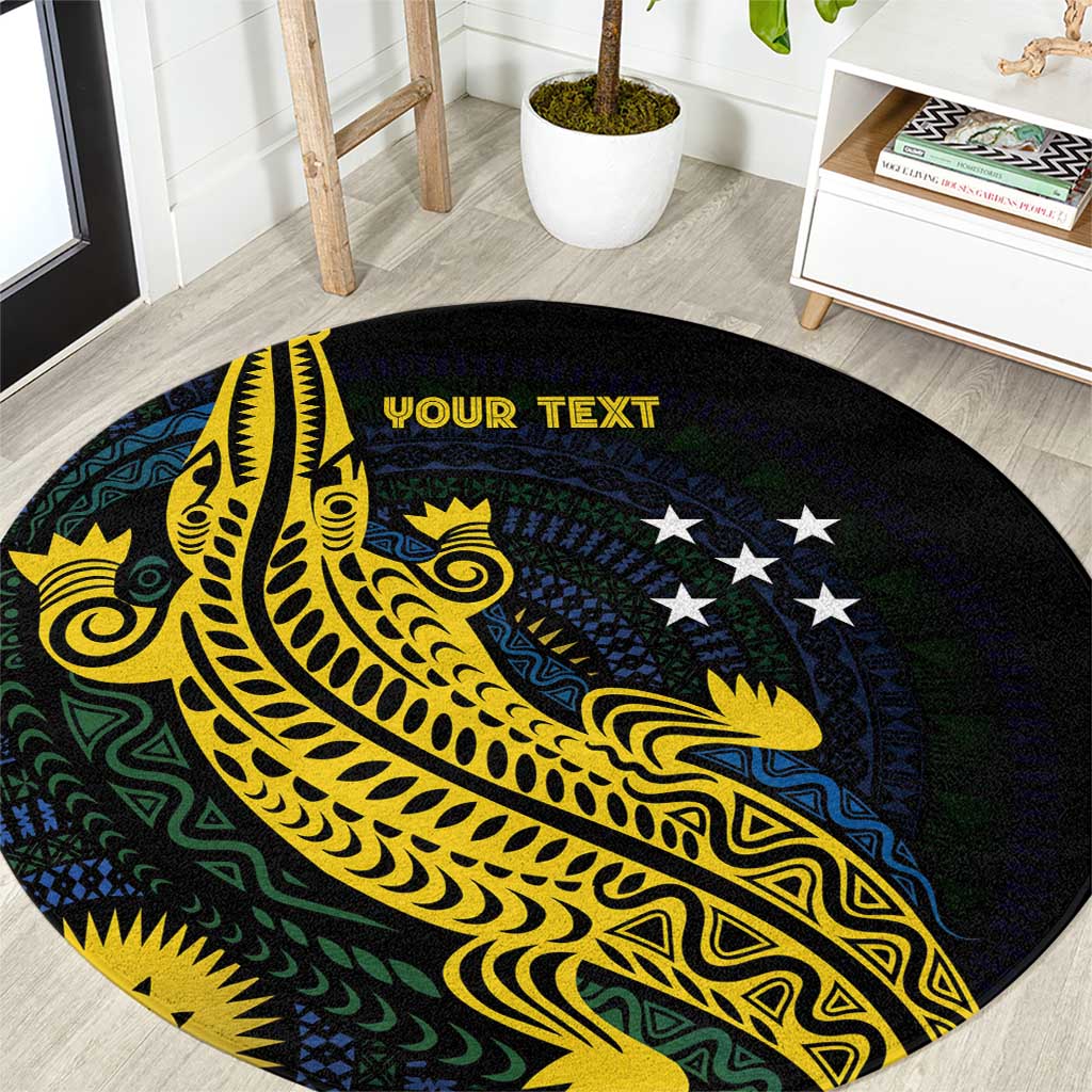 Personalized Solomon Islands Independence Anniversary Round Carpet Crocodile Mix Tapa