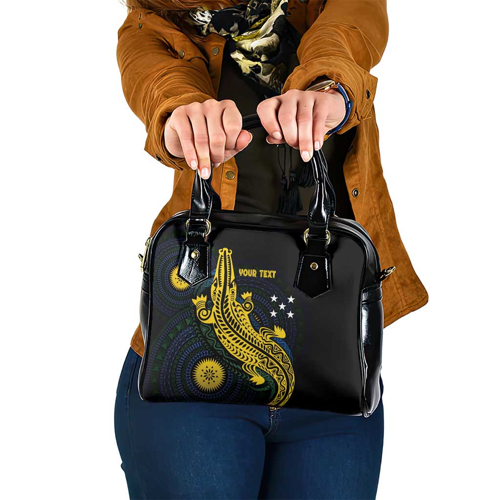 Personalized Solomon Islands Independence Anniversary Shoulder Handbag Crocodile Mix Tapa