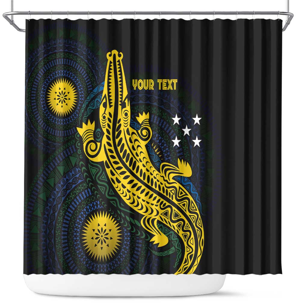 Personalized Solomon Islands Independence Anniversary Shower Curtain Crocodile Mix Tapa