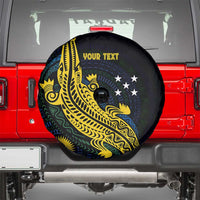 Personalized Solomon Islands Independence Anniversary Spare Tire Cover Crocodile Mix Tapa