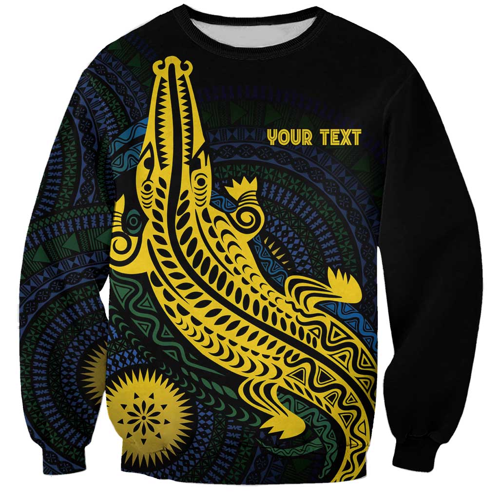 Personalized Solomon Islands Independence Anniversary Sweatshirt Crocodile Mix Tapa