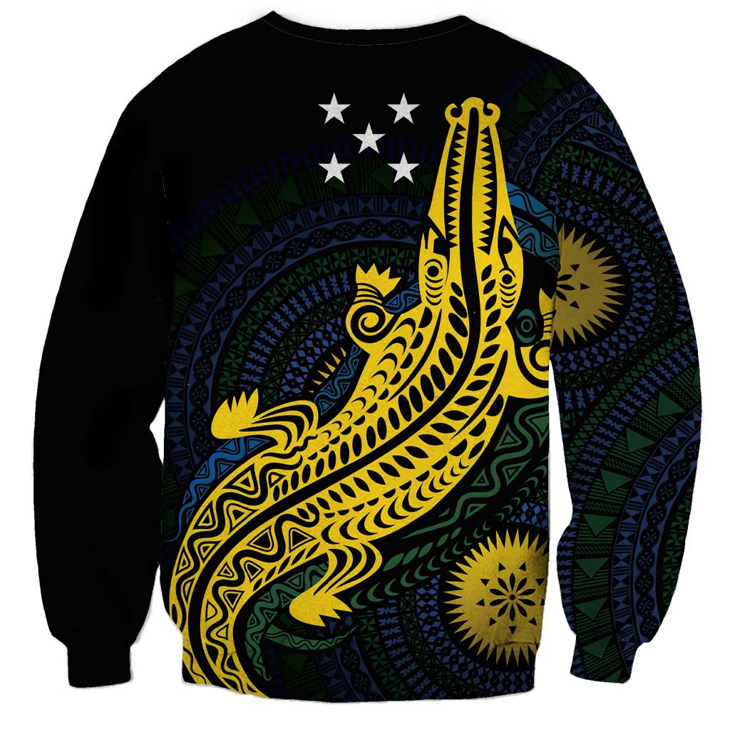 Personalized Solomon Islands Independence Anniversary Sweatshirt Crocodile Mix Tapa