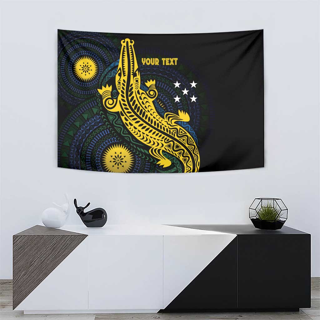 Personalized Solomon Islands Independence Anniversary Tapestry Crocodile Mix Tapa