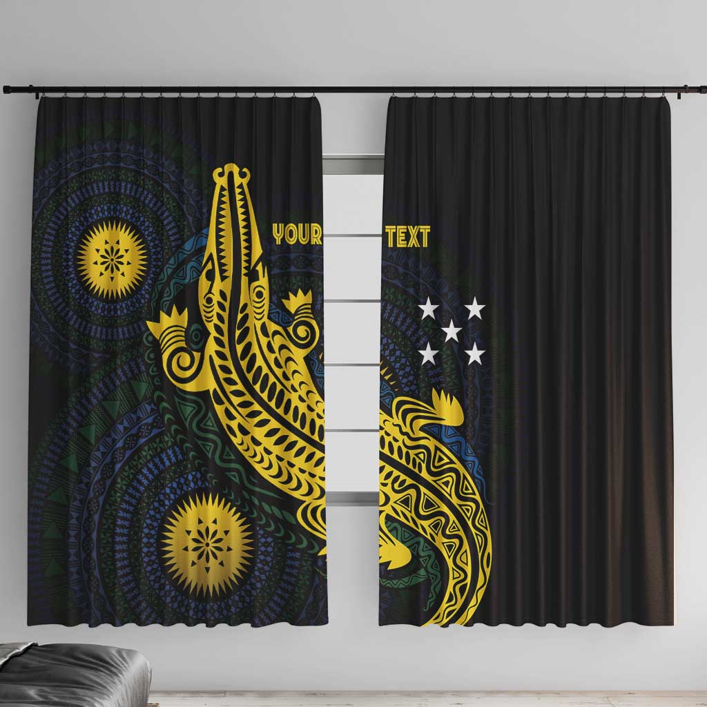 Personalized Solomon Islands Independence Anniversary Window Curtain Crocodile Mix Tapa
