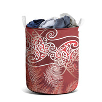 Aotearoa Maori Koru Curves Laundry Basket Silver Ferns - Crimson Red LT7 - Polynesian Pride
