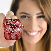 Aotearoa Maori Koru Curves AirPods Case Silver Ferns - Crimson Red LT7 - Polynesian Pride