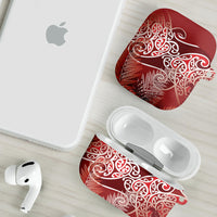 Aotearoa Maori Koru Curves AirPods Case Silver Ferns - Crimson Red LT7 - Polynesian Pride