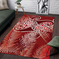 Aotearoa Maori Koru Curves Area Rug Silver Ferns - Crimson Red LT7 Red - Polynesian Pride