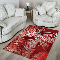 Aotearoa Maori Koru Curves Area Rug Silver Ferns - Crimson Red LT7 - Polynesian Pride