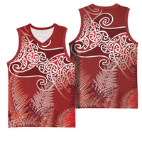 Aotearoa Maori Koru Curves Basketball Jersey Silver Ferns - Crimson Red LT7 - Polynesian Pride