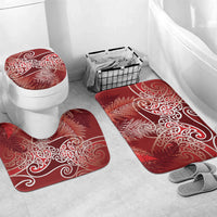 Aotearoa Maori Koru Curves Bathroom Set Silver Ferns - Crimson Red LT7 Mat Set Only (3 pcs) One Size Red - Polynesian Pride