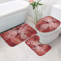 Aotearoa Maori Koru Curves Bathroom Set Silver Ferns - Crimson Red LT7 - Polynesian Pride