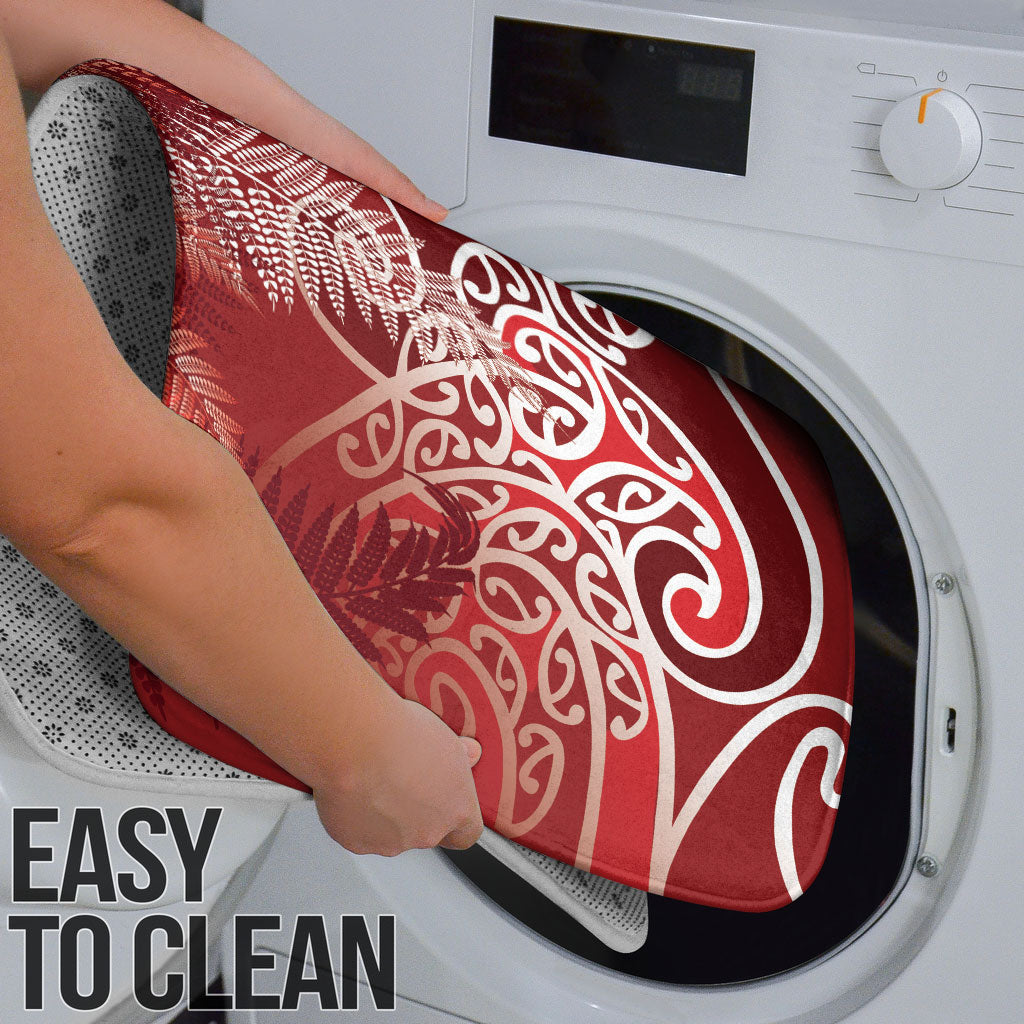 Aotearoa Maori Koru Curves Bathroom Set Silver Ferns - Crimson Red LT7 - Polynesian Pride