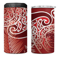 Aotearoa Maori Koru Curves 4 in 1 Can Cooler Tumbler Silver Ferns - Crimson Red LT7 One Size: 16 oz Red - Polynesian Pride