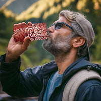 Aotearoa Maori Koru Curves 4 in 1 Can Cooler Tumbler Silver Ferns - Crimson Red LT7 - Polynesian Pride