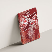 Aotearoa Maori Koru Curves Canvas Wall Art Silver Ferns - Crimson Red LT7 - Polynesian Pride