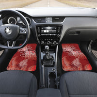 Aotearoa Maori Koru Curves Car Mats Silver Ferns - Crimson Red LT7 Set 2pcs - Front Red - Polynesian Pride