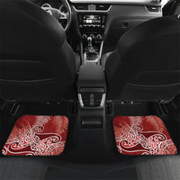 Aotearoa Maori Koru Curves Car Mats Silver Ferns - Crimson Red LT7 Set 2pcs - Back Red - Polynesian Pride