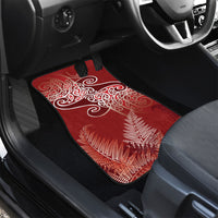Aotearoa Maori Koru Curves Car Mats Silver Ferns - Crimson Red LT7 - Polynesian Pride