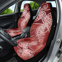 Aotearoa Maori Koru Curves Car Seat Cover Silver Ferns - Crimson Red LT7 - Polynesian Pride