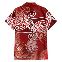 Aotearoa Maori Koru Curves Family Matching Off The Shoulder Long Sleeve Dress and Hawaiian Shirt Silver Ferns - Crimson Red