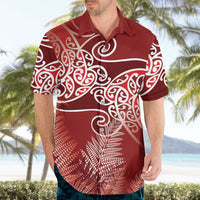 Aotearoa Maori Koru Curves Hawaiian Shirt Silver Ferns - Crimson Red LT7 - Polynesian Pride