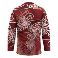 Aotearoa Maori Koru Curves Hockey Jersey Silver Ferns - Crimson Red