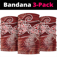Aotearoa Maori Koru Curves Neck Gaiter Silver Ferns - Crimson Red LT7 package One Size: 25*50cm Red - Polynesian Pride
