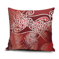 Aotearoa Maori Koru Curves Pillow Cover Silver Ferns - Crimson Red LT7 Red - Polynesian Pride