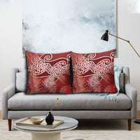 Aotearoa Maori Koru Curves Pillow Cover Silver Ferns - Crimson Red LT7 - Polynesian Pride
