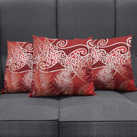Aotearoa Maori Koru Curves Pillow Cover Silver Ferns - Crimson Red LT7 - Polynesian Pride